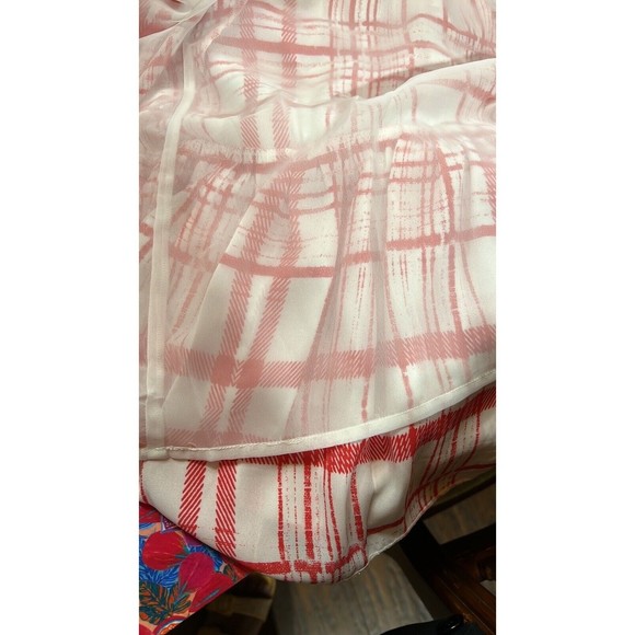 Avec Les Filles Plaid Windowpane Grid Check Mini Dress White Red  S - Picture 11 of 12